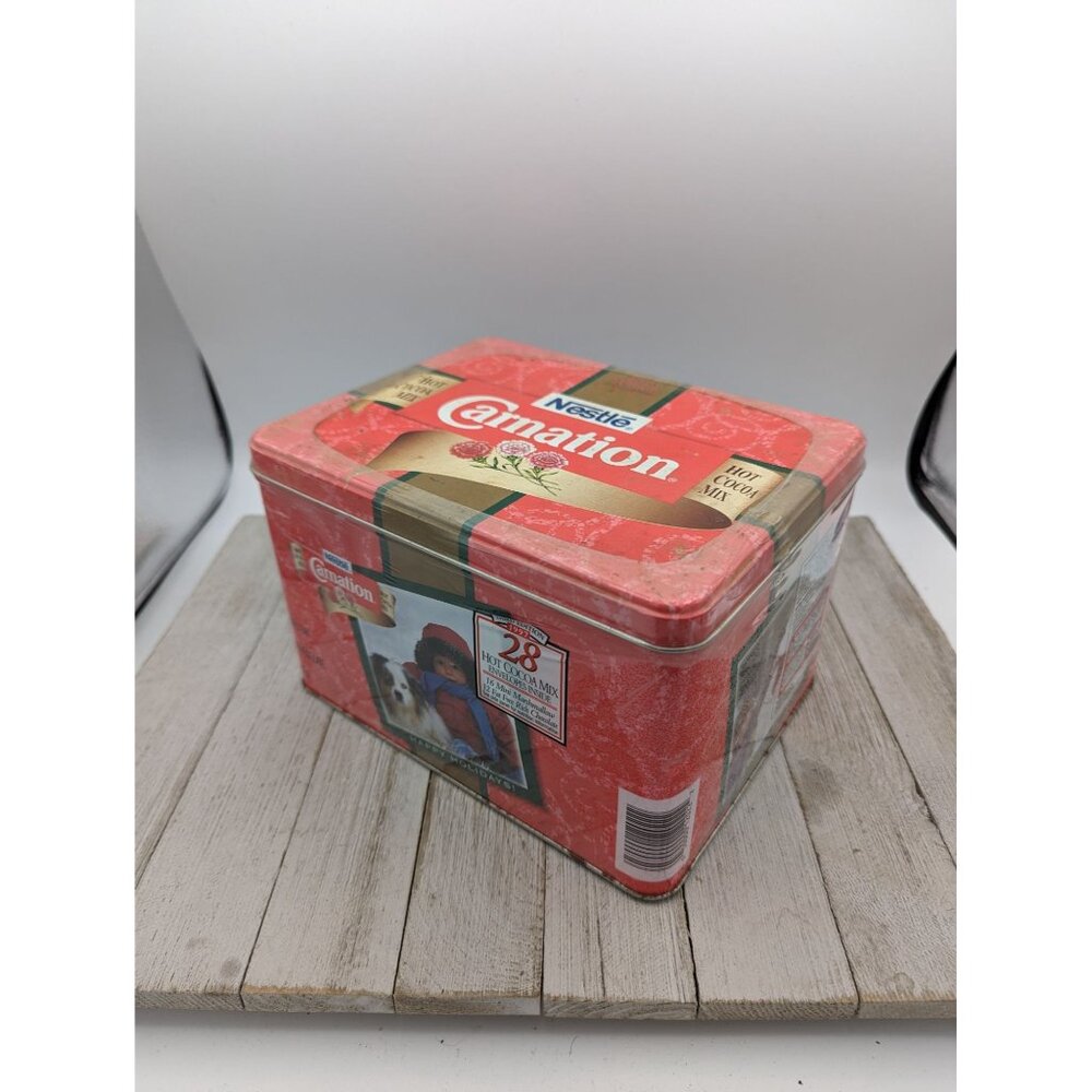 Carnation Hot Cocoa Mix Large Christmas 1997 Chocolate Tin with Lid Sealed